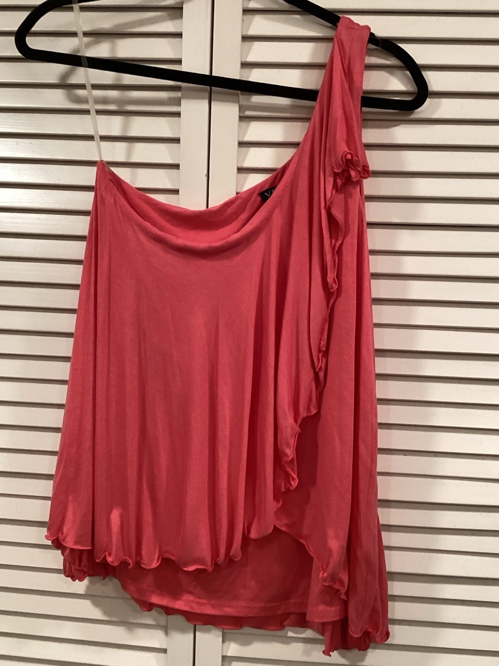 VENUS Coral Asymmetric Ruffle One shoulder Top Salmon /Hot Pink